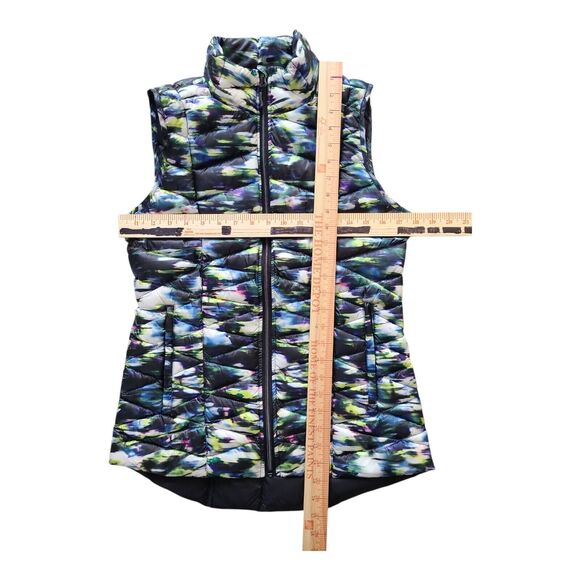 Tangerine Watercolor Down Filled Puffer Vest Black Multicolor Womens Small - Picture 6 of 6